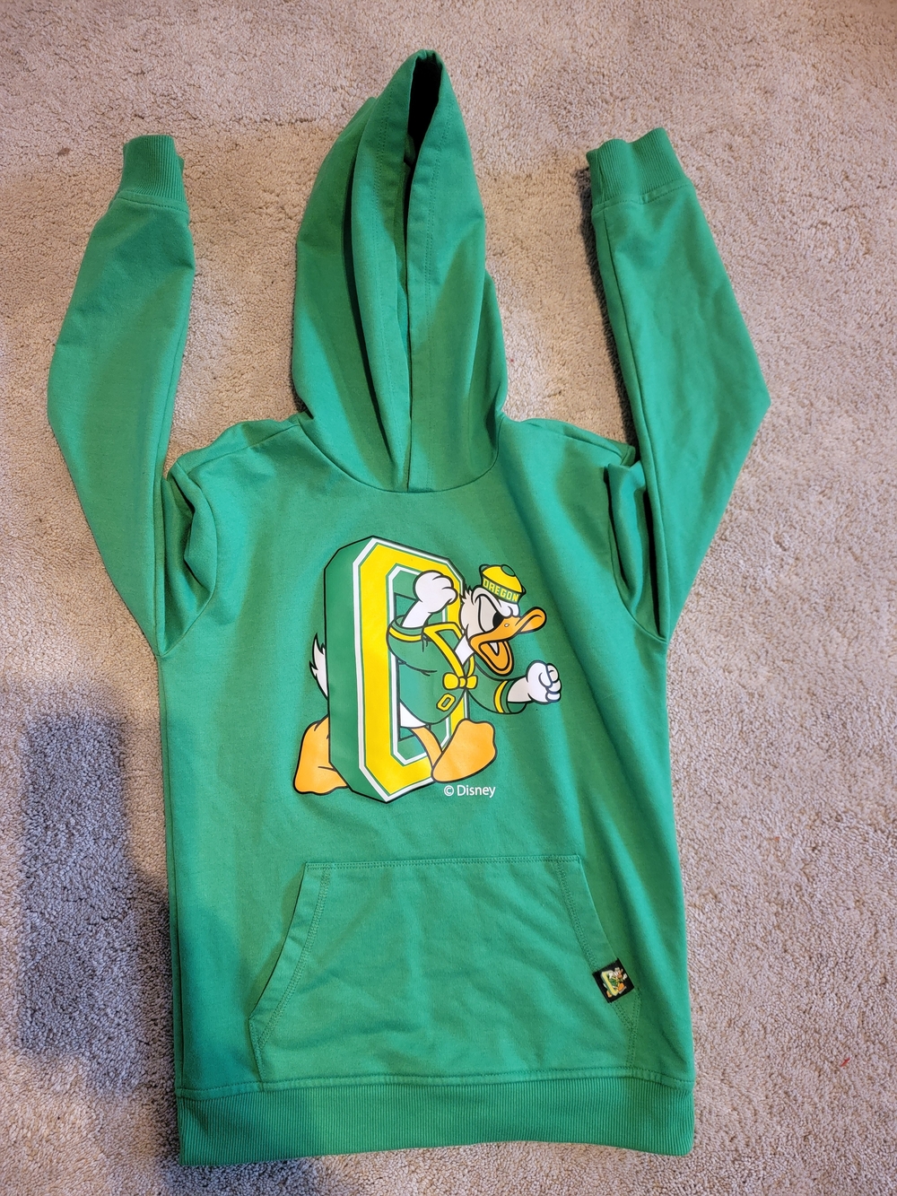 Disney Green Donald Duck Hoodie with Yellow Graphic